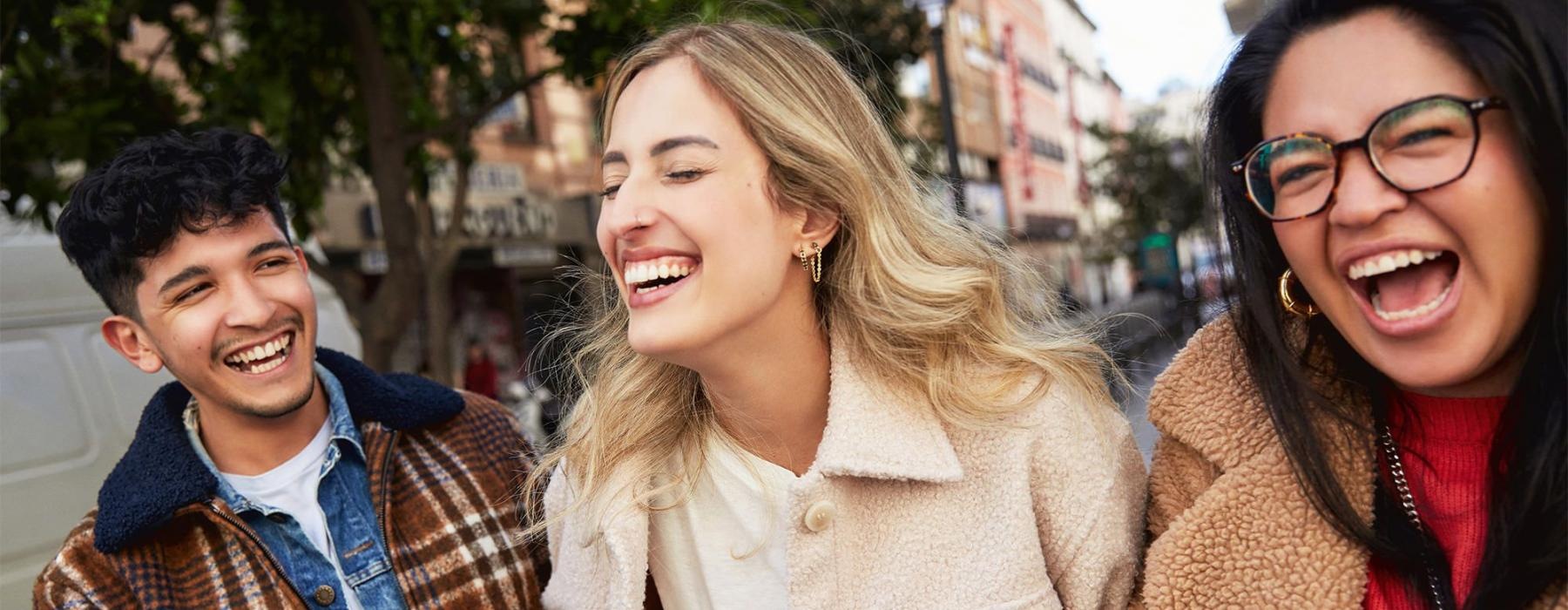 a group of people laughing